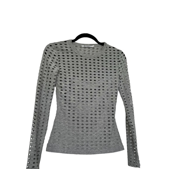 T by Alexander Wang | gray laser cut mesh top - Picture 4 of 5